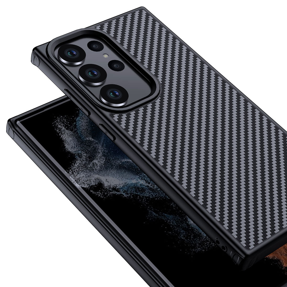 Galaxy S23 Ultra Kılıf Aramid Karbon Fiber M-safe Özellikli Wlons Radison Kapak