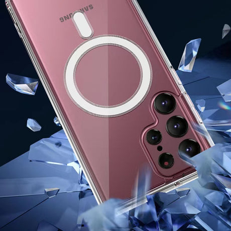 Galaxy S23 Ultra Kılıf Zore M-safe Şarj Özellikli Şeffaf Sert PC Zore Embos Kapak