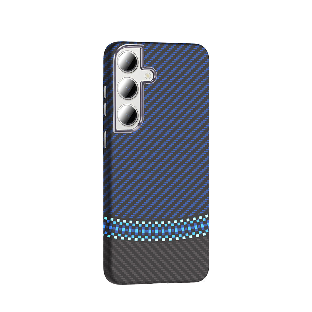 Galaxy S24 FE Kılıf M-safe Şarj Özellikli Karbon Fiber Görünümlü Zore Gros Kapak