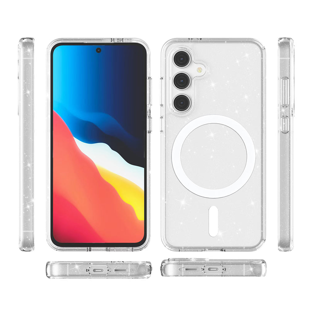 Galaxy S24 FE Kılıf M-safe Şarj Özellikli Parlayan Simli Saydam Renkli Zore Allstar Kapak