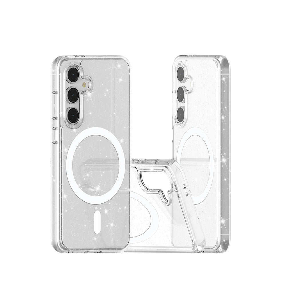 Galaxy S24 FE Kılıf M-safe Şarj Özellikli Parlayan Simli Saydam Renkli Zore Allstar Kapak