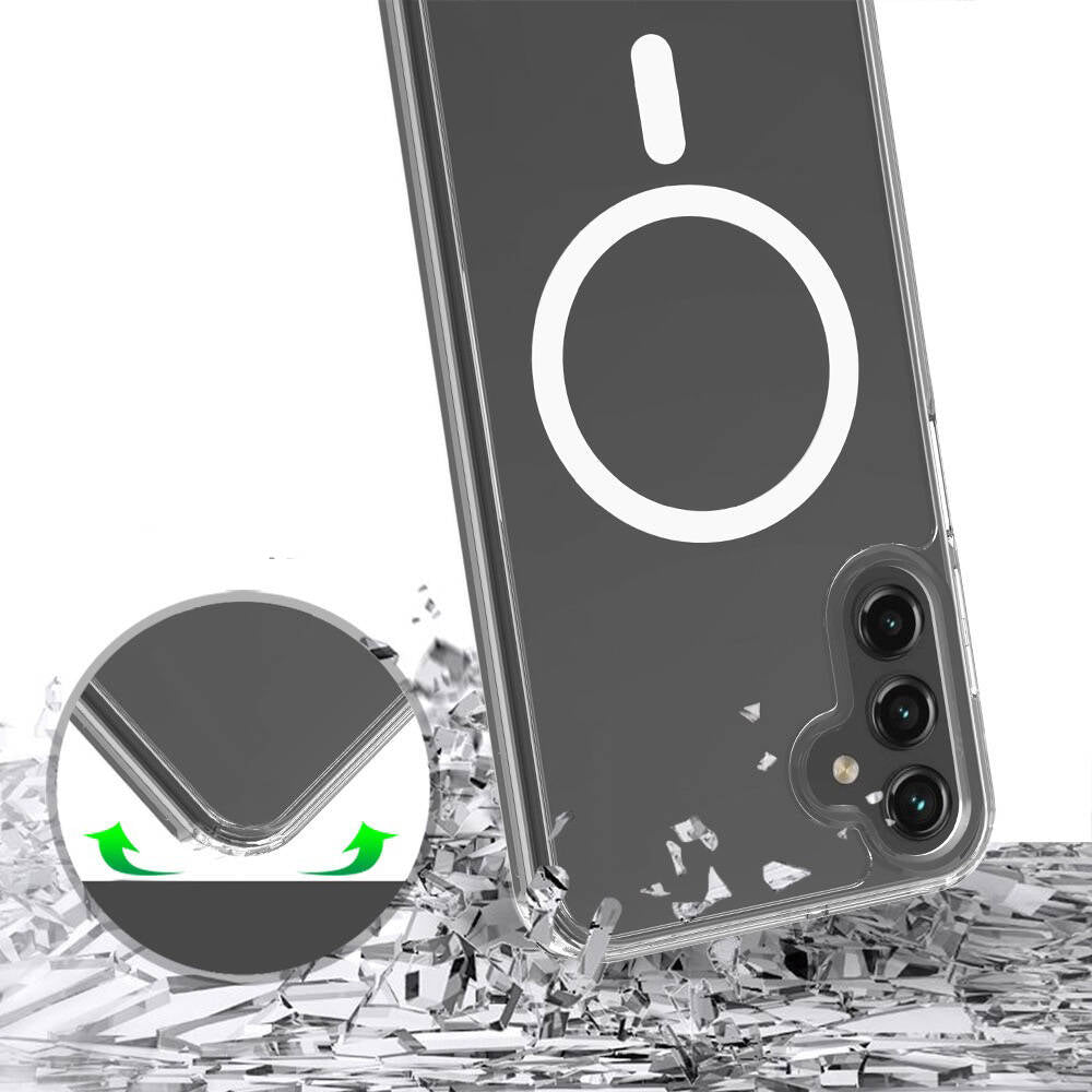 Galaxy S24 FE Kılıf M-safe Şarj Özellikli Şeffaf Sert PC Zore Embos Kapak