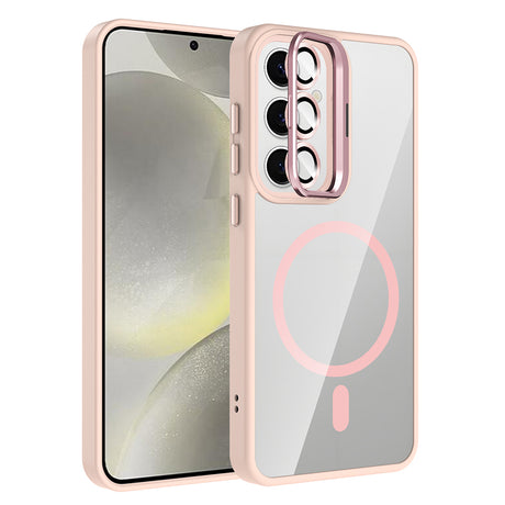 Galaxy S24 FE Kılıf Standlı ve Kamera Lens Hediyeli M-Safe Şarj Özellikli Zore Etro Kapak