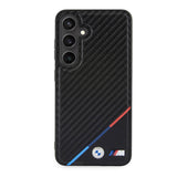 Galaxy S24 Kılıf BMW Orjinal Lisanslı M-safe Şarj Özellikli M Logolu Üç Çizgili PU Karbon Kapak