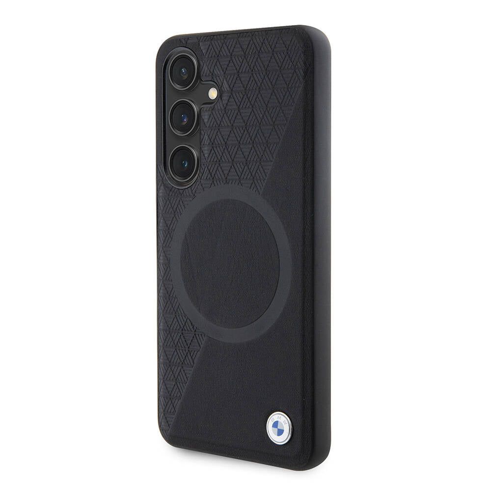 Galaxy S24 Kılıf BMW Orjinal Lisanslı M-safe Şarj Özellikli Yarım Dokulu Circle Leather Kapak