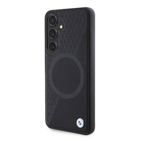 Galaxy S24 Kılıf BMW Orjinal Lisanslı M-safe Şarj Özellikli Yarım Dokulu Circle Leather Kapak