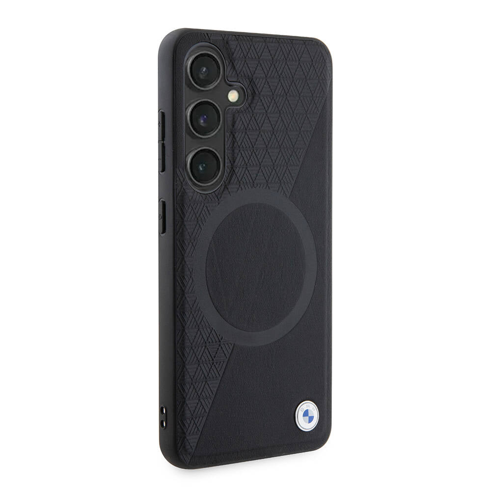 Galaxy S24 Kılıf BMW Orjinal Lisanslı M-safe Şarj Özellikli Yarım Dokulu Circle Leather Kapak