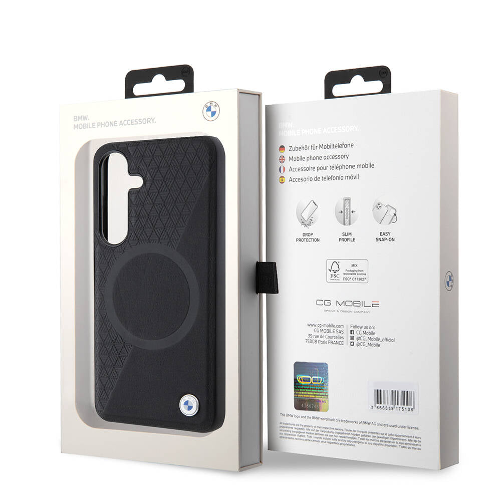 Galaxy S24 Kılıf BMW Orjinal Lisanslı M-safe Şarj Özellikli Yarım Dokulu Circle Leather Kapak