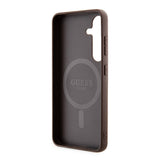 Galaxy S24 Kılıf Guess Orjinal Lisanslı M-safe Şarj Özellikli PU Halkalı 4G Desenli Yazı Logolu Kapak