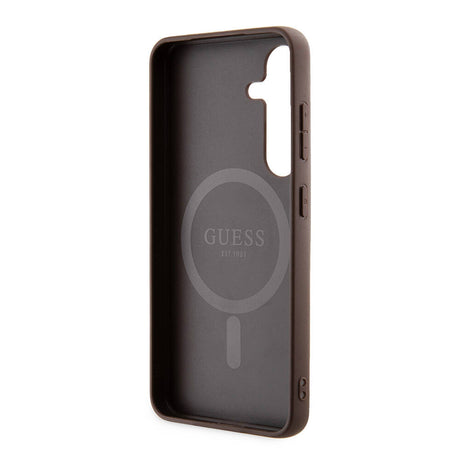 Galaxy S24 Kılıf Guess Orjinal Lisanslı M-safe Şarj Özellikli PU Halkalı 4G Desenli Yazı Logolu Kapak