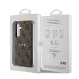 Galaxy S24 Kılıf Guess Orjinal Lisanslı M-safe Şarj Özellikli PU Halkalı 4G Desenli Yazı Logolu Kapak