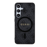Galaxy S24 Kılıf Guess Orjinal Lisanslı M-safe Şarj Özellikli PU Halkalı 4G Desenli Yazı Logolu Kapak