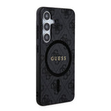Galaxy S24 Kılıf Guess Orjinal Lisanslı M-safe Şarj Özellikli PU Halkalı 4G Desenli Yazı Logolu Kapak