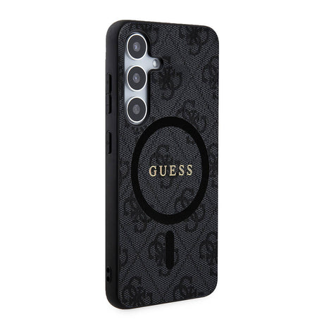 Galaxy S24 Kılıf Guess Orjinal Lisanslı M-safe Şarj Özellikli PU Halkalı 4G Desenli Yazı Logolu Kapak
