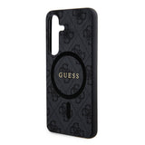 Galaxy S24 Kılıf Guess Orjinal Lisanslı M-safe Şarj Özellikli PU Halkalı 4G Desenli Yazı Logolu Kapak