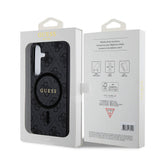 Galaxy S24 Kılıf Guess Orjinal Lisanslı M-safe Şarj Özellikli PU Halkalı 4G Desenli Yazı Logolu Kapak