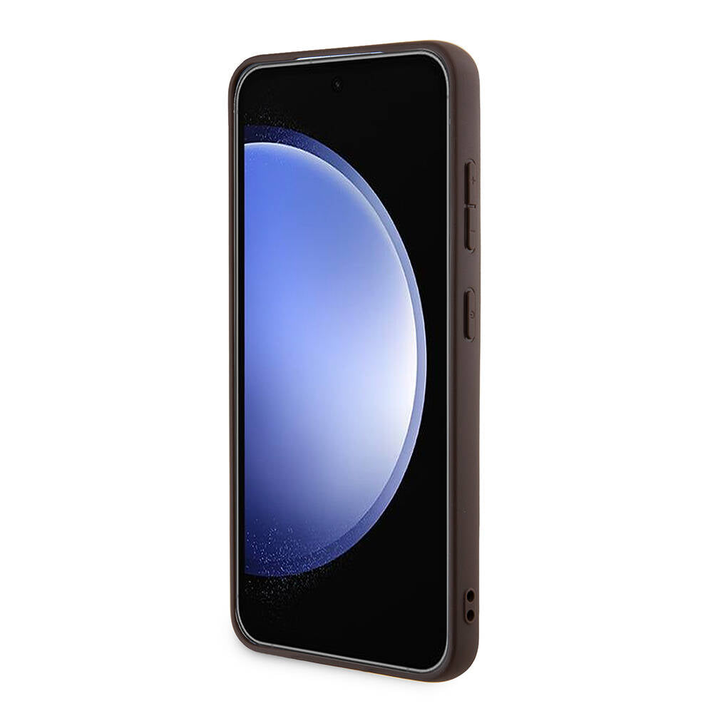 Galaxy S24 Kılıf Guess Orjinal Lisanslı PU Deri Şerit Logo Dizaynlı Kapak