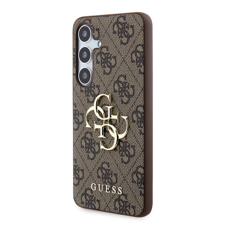 Galaxy S24 Kılıf Guess Orjinal Lisanslı PU Deri Yazı ve 4G Metal Logolu Desenli Kapak