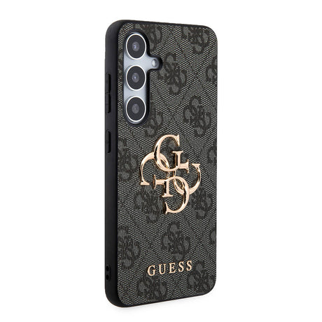 Galaxy S24 Kılıf Guess Orjinal Lisanslı PU Deri Yazı ve 4G Metal Logolu Desenli Kapak