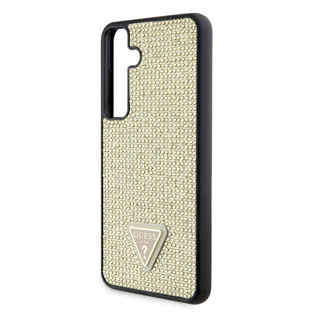 Galaxy S24 Kılıf Guess Orjinal Lisanslı Taşlı Arka Yüzey Üçgen Logolu Kapak