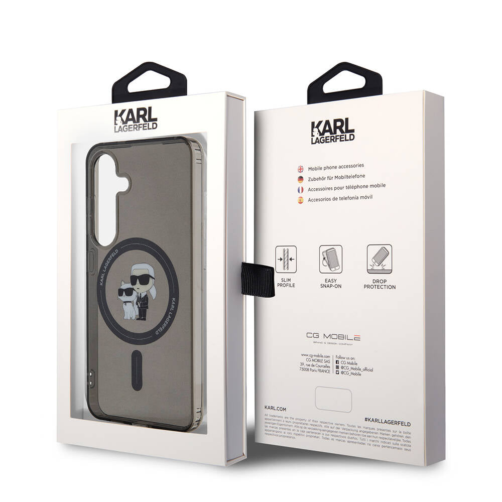 Galaxy S24 Kılıf Karl Lagerfeld Orjinal Lisanslı M-safe Şarj Özellikli Karl & Choupette IML Baskılı Kapak