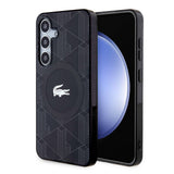 Galaxy S24 Kılıf Lacoste Orjinal Lisanslı M-safe Şarj Özellikli Çift Katmanlı Timsah Logolu Blend Monogram Kapak