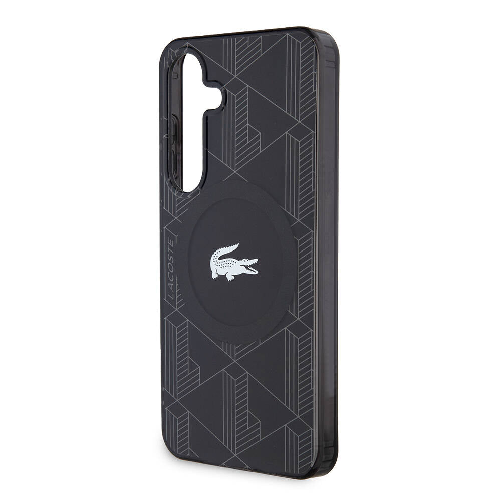 Galaxy S24 Kılıf Lacoste Orjinal Lisanslı M-safe Şarj Özellikli Çift Katmanlı Timsah Logolu Blend Monogram Kapak