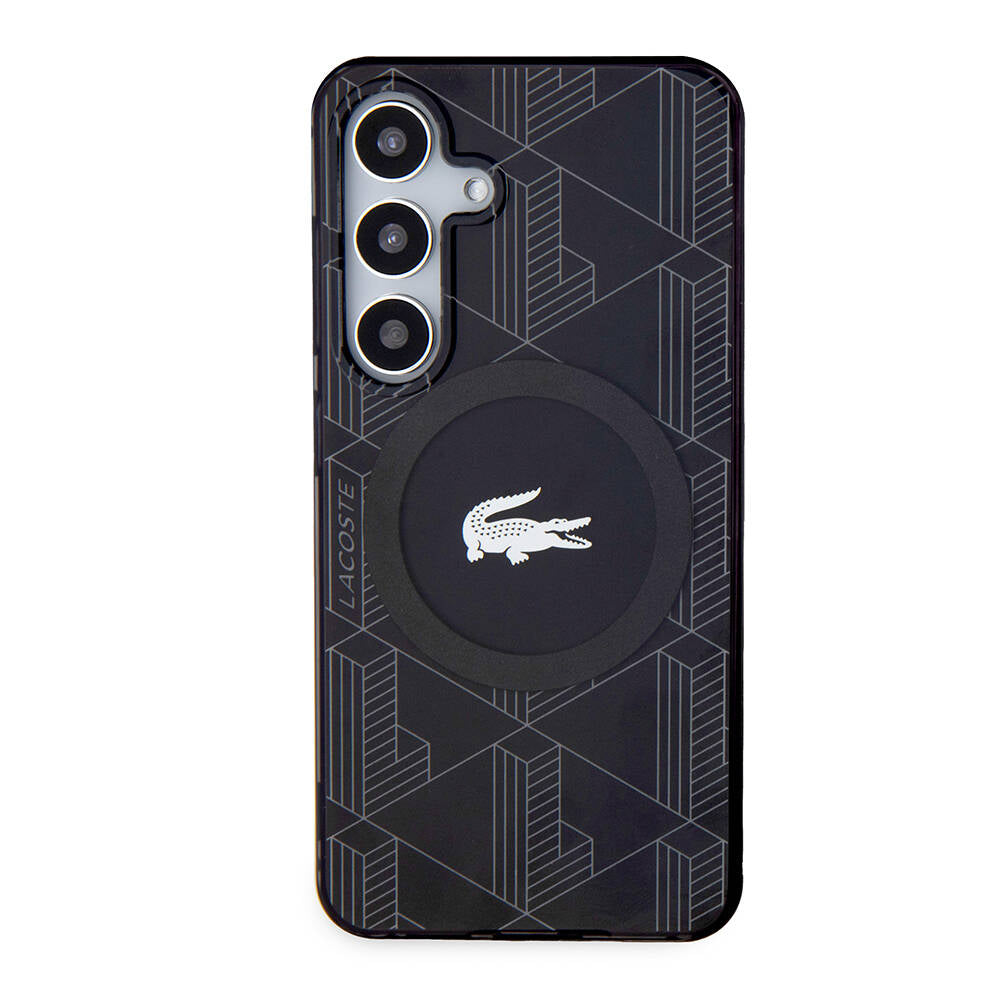 Galaxy S24 Kılıf Lacoste Orjinal Lisanslı M-safe Şarj Özellikli Çift Katmanlı Timsah Logolu Blend Monogram Kapak