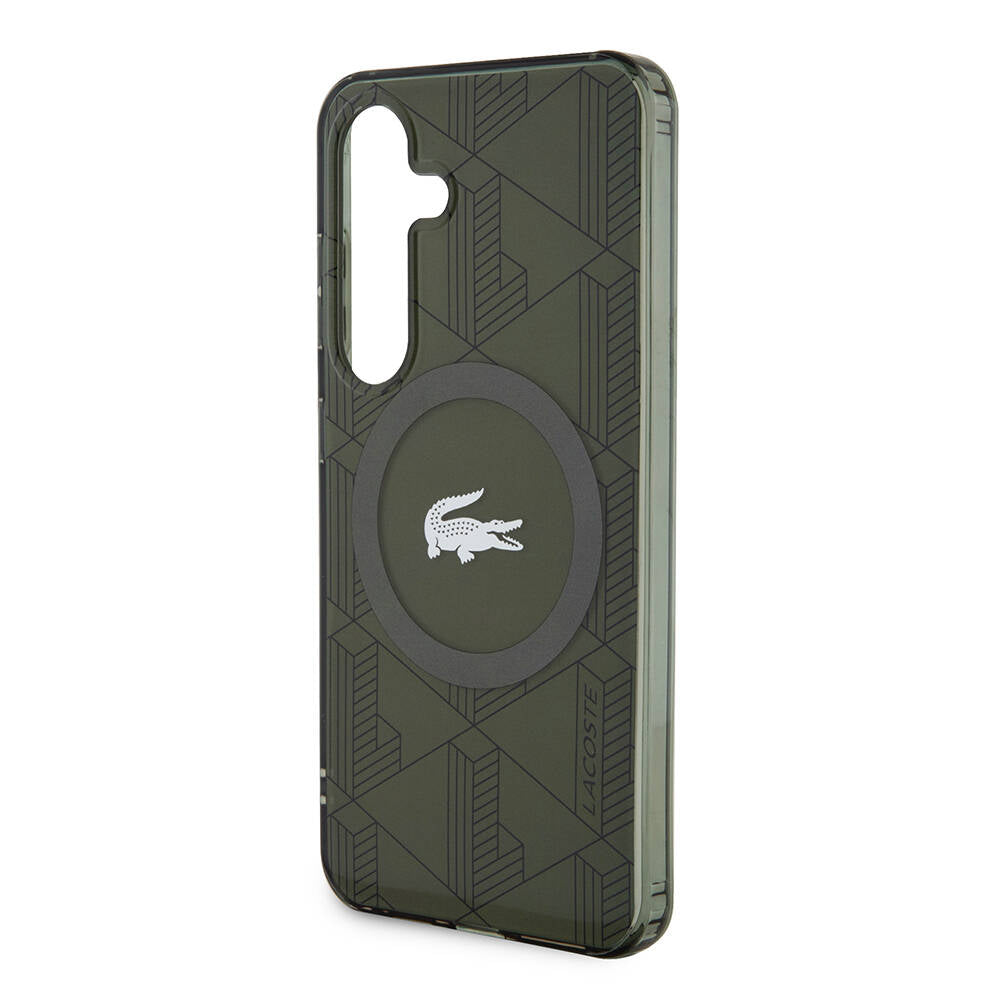 Galaxy S24 Kılıf Lacoste Orjinal Lisanslı M-safe Şarj Özellikli Çift Katmanlı Timsah Logolu Blend Monogram Kapak