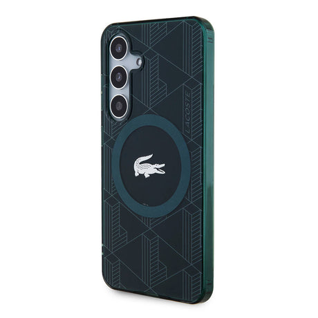 Galaxy S24 Kılıf Lacoste Orjinal Lisanslı M-safe Şarj Özellikli Çift Katmanlı Timsah Logolu Blend Monogram Kapak