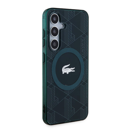 Galaxy S24 Kılıf Lacoste Orjinal Lisanslı M-safe Şarj Özellikli Çift Katmanlı Timsah Logolu Blend Monogram Kapak