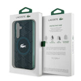 Galaxy S24 Kılıf Lacoste Orjinal Lisanslı M-safe Şarj Özellikli Çift Katmanlı Timsah Logolu Blend Monogram Kapak