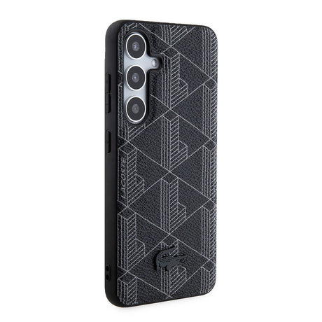 Galaxy S24 Kılıf Lacoste Orjinal Lisanslı M-safe Şarj Özellikli PU Deri Görünümlü Karışık Monogram Desenli Kapak