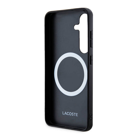 Galaxy S24 Kılıf Lacoste Orjinal Lisanslı M-safe Şarj Özellikli PU Deri Görünümlü Karışık Monogram Desenli Kapak