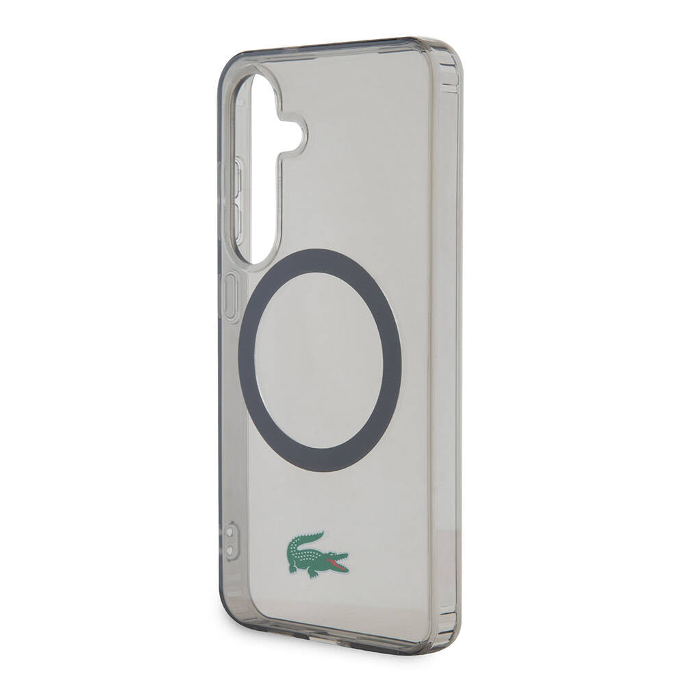 Galaxy S24 Kılıf Lacoste Orjinal Lisanslı M-safe Şarj Özellikli Transparan Timsah Logo Baskılı Kapak