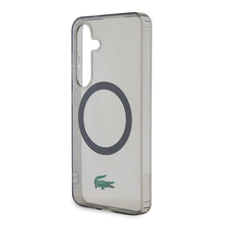 Galaxy S24 Kılıf Lacoste Orjinal Lisanslı M-safe Şarj Özellikli Transparan Timsah Logo Baskılı Kapak