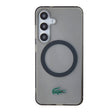 Galaxy S24 Kılıf Lacoste Orjinal Lisanslı M-safe Şarj Özellikli Transparan Timsah Logo Baskılı Kapak