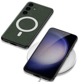 Galaxy S24 Kılıf M-safe Şarj Özellikli Deri Tasarımlı Zore Kıpta Nubuk Kapak