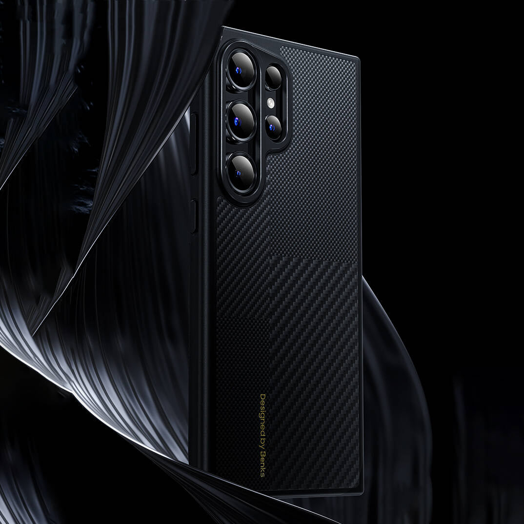 Galaxy S24 Kılıf M-safe Şarj Özellikli Karbon Fiber Benks Montage Hybrid ArmorPro Kevlar Kapak