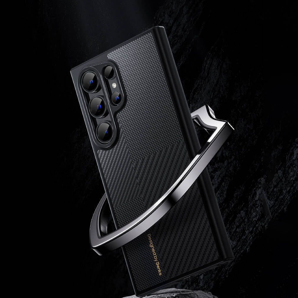 Galaxy S24 Kılıf M-safe Şarj Özellikli Karbon Fiber Benks Montage Hybrid ArmorPro Kevlar Kapak