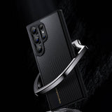 Galaxy S24 Kılıf M-safe Şarj Özellikli Karbon Fiber Benks Montage Hybrid ArmorPro Kevlar Kapak