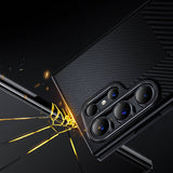 Galaxy S24 Kılıf M-safe Şarj Özellikli Karbon Fiber Benks Montage Hybrid ArmorPro Kevlar Kapak