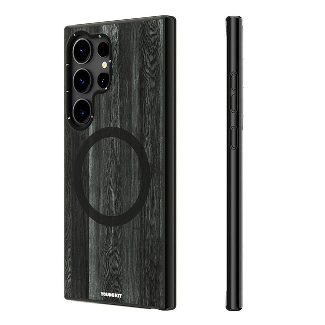 Galaxy S24 Ultra Kılıf M-safe Şarj Özellikli Sararmaya Dayanıklı Youngkit Wood Forest Serisi Kapak