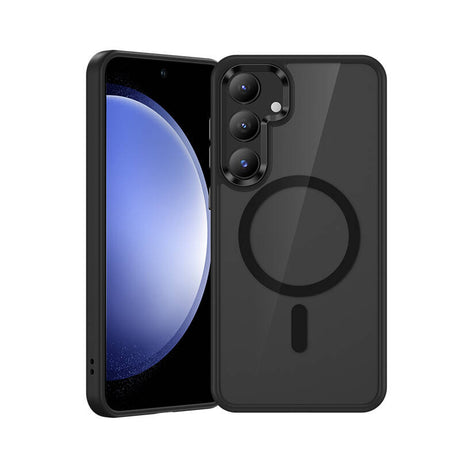 Galaxy S24 Kılıf M-safe Şarj Özellikli Şeffaf Arka Yüzey Benks MagClap TPU Çerçeve Kapak
