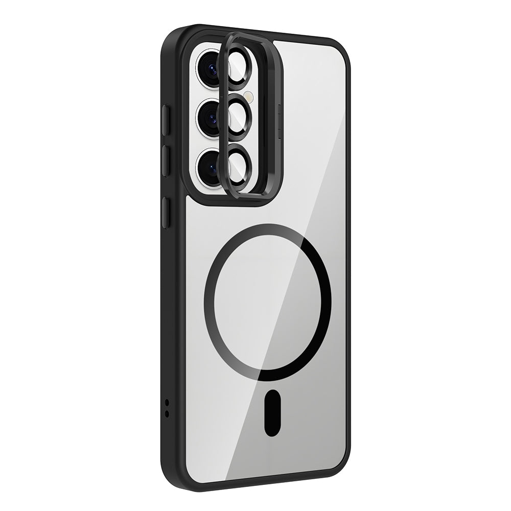 Galaxy S24 Kılıf Standlı ve Kamera Lens Hediyeli M-Safe Şarj Özellikli Zore Etro Kapak
