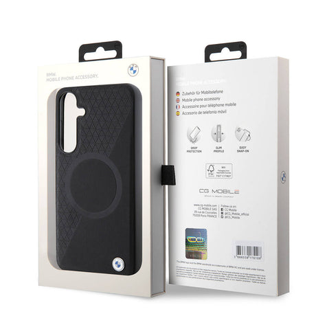 Galaxy S24 Plus Kılıf BMW Orjinal Lisanslı M-safe Şarj Özellikli Yarım Dokulu Circle Leather Kapak