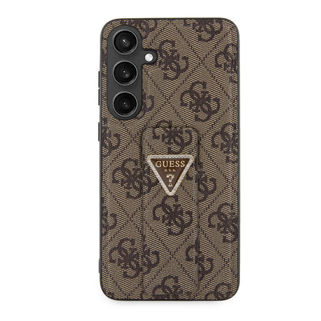 Galaxy S24 Plus Kılıf Guess Orjinal Lisanslı 4G Desenli Üçgen Logolu Standlı Deri Kapak