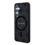 Galaxy S24 Plus Kılıf Guess Orjinal Lisanslı M-safe Şarj Özellikli PU Halkalı 4G Desenli Yazı Logolu Kapak