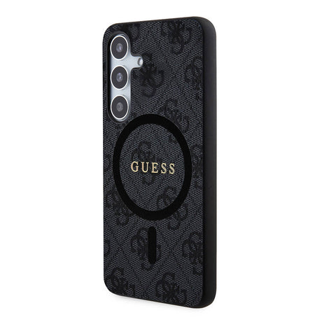 Galaxy S24 Plus Kılıf Guess Orjinal Lisanslı M-safe Şarj Özellikli PU Halkalı 4G Desenli Yazı Logolu Kapak