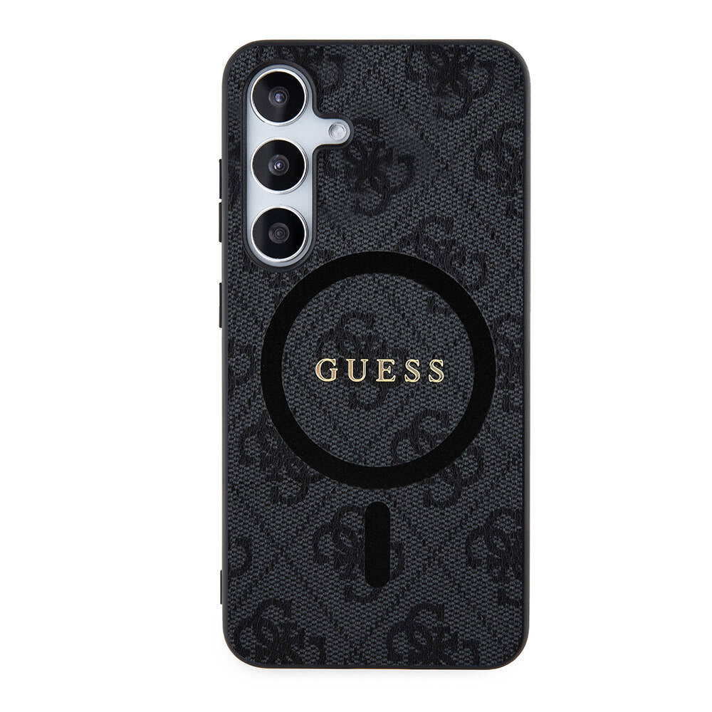Galaxy S24 Plus Kılıf Guess Orjinal Lisanslı M-safe Şarj Özellikli PU Halkalı 4G Desenli Yazı Logolu Kapak